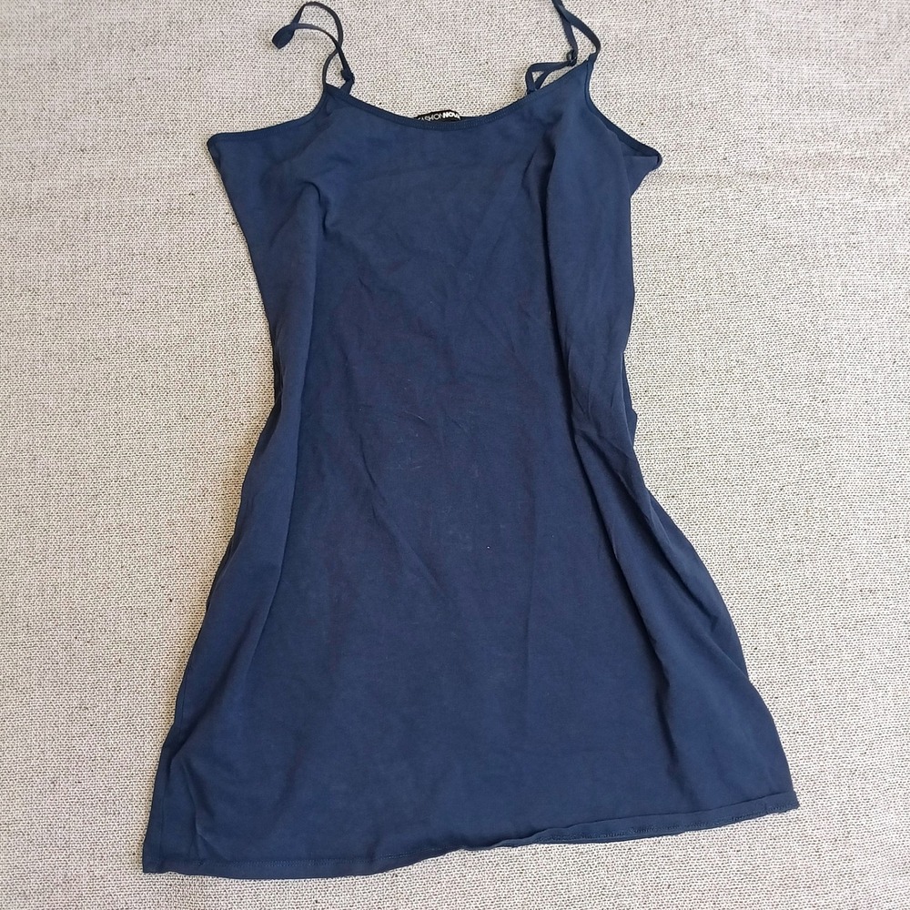 Fashion Nova Mini Dress Women 1X Navy Blue Excellent Cotton Spandex Bodycon